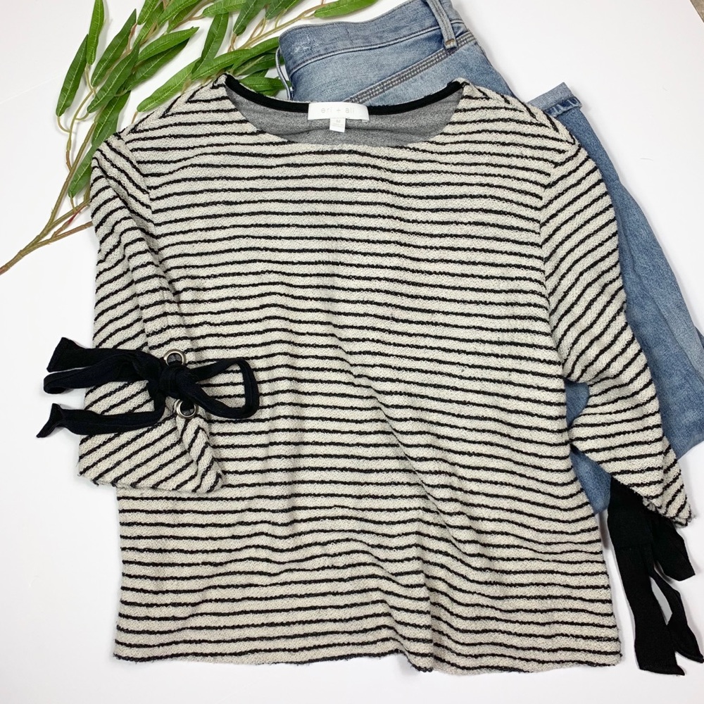 Anthropologie eri + ali Striped Tie Pullover Sz M